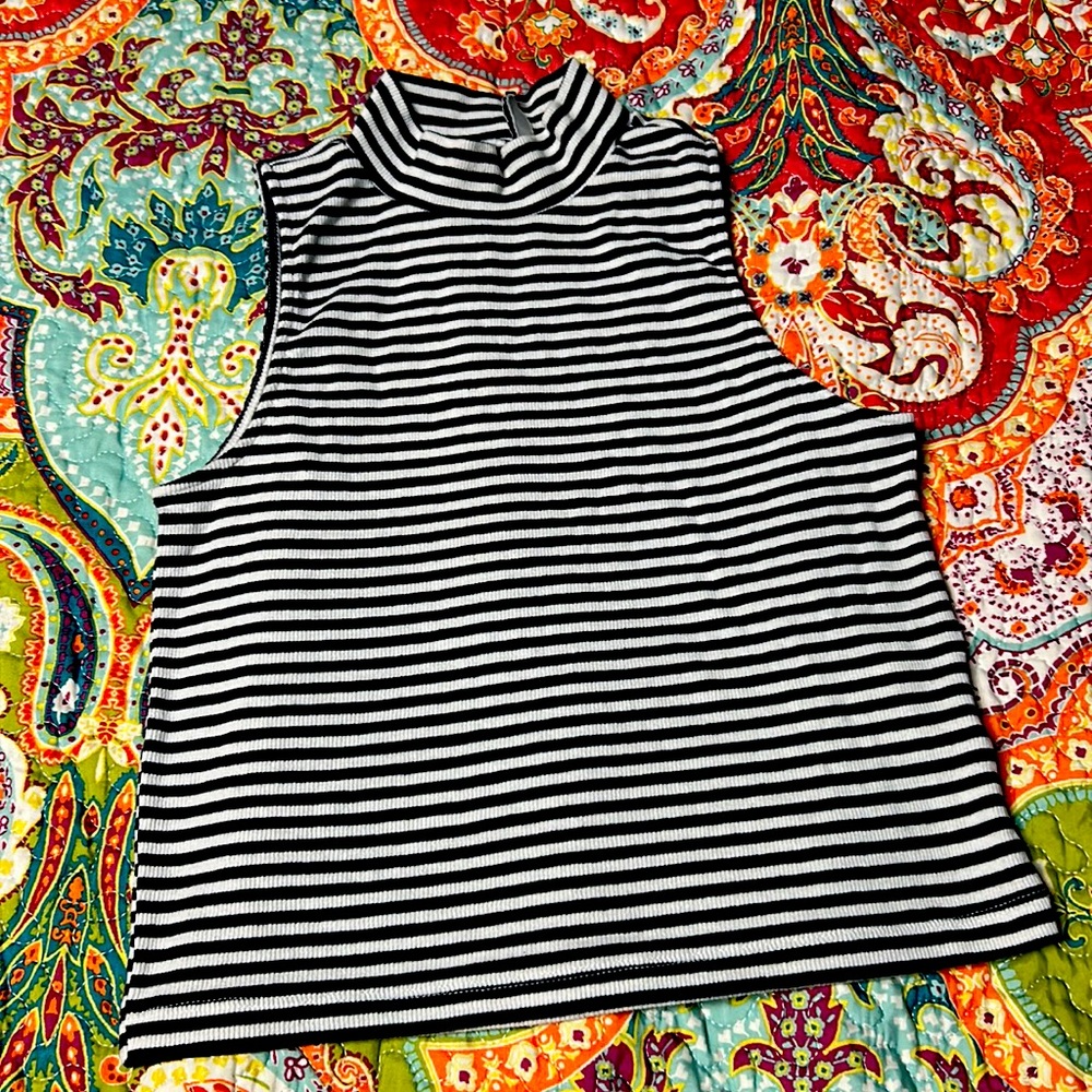 striped high neck crop top